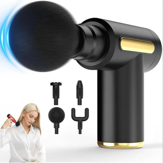Home Portable USB Rechargeable 6-Speed Body Massage Gun, Adjustable Multifunctional Body Fascia Gun . Perfect for Muscle Recovery, Neck & Back Pain Relief, and Post-Workout Relaxation, 4 Replaceable Heads; Ultra-Quiet Brushless Motor, Black Massager Gift
